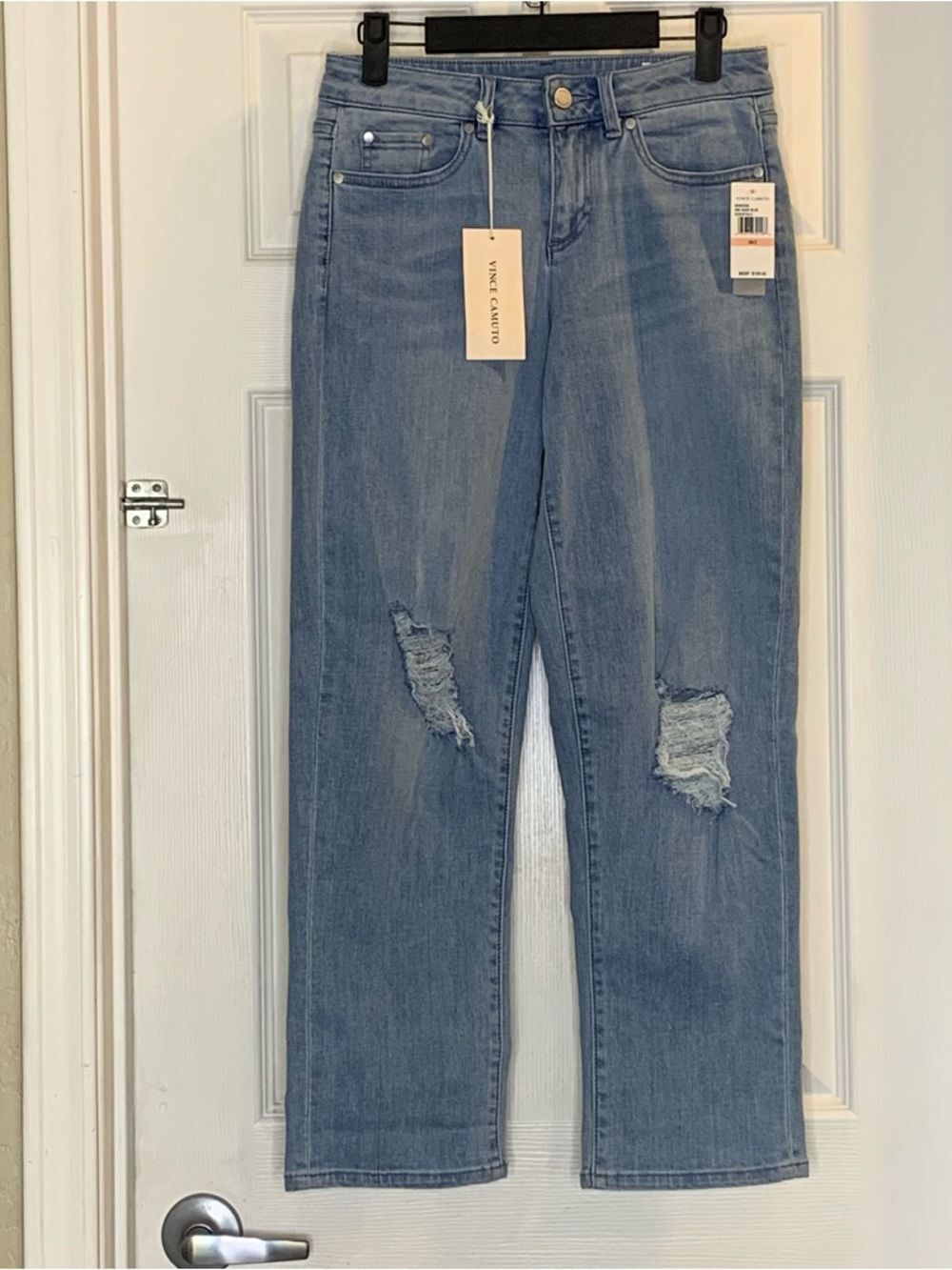 Vince Camuto Oasis Blue Essentials Cropped Jeans Size 2 Distressed